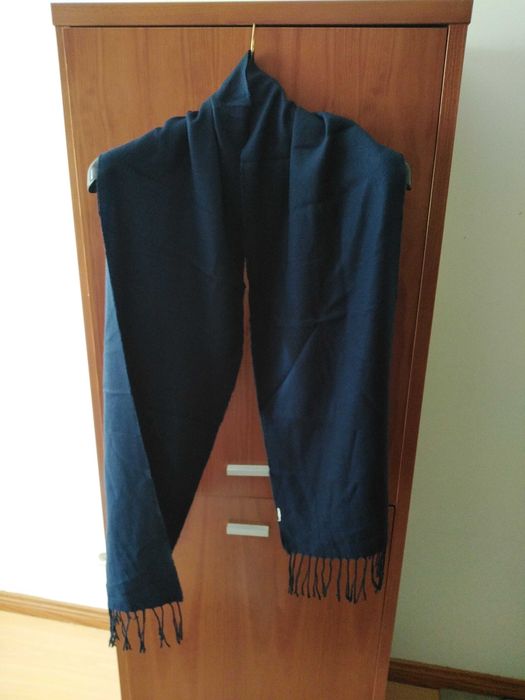 Cachecol lã azul escuro