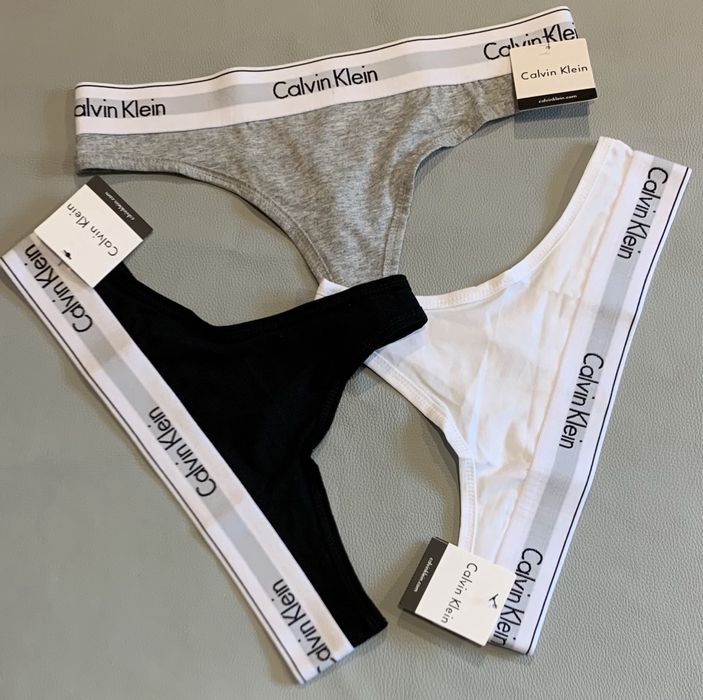 Stringi Klein CK trojpak białe czarne szare nowe r. S