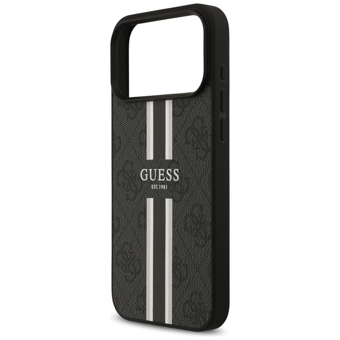 Etui Guess 4G Printed Stripes MagSafe doiPhone 17 Pro Max czarny