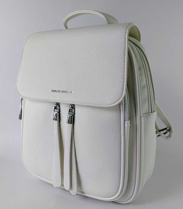 Рюкзак міський жіночий на два відділення білий Karlos Marconi