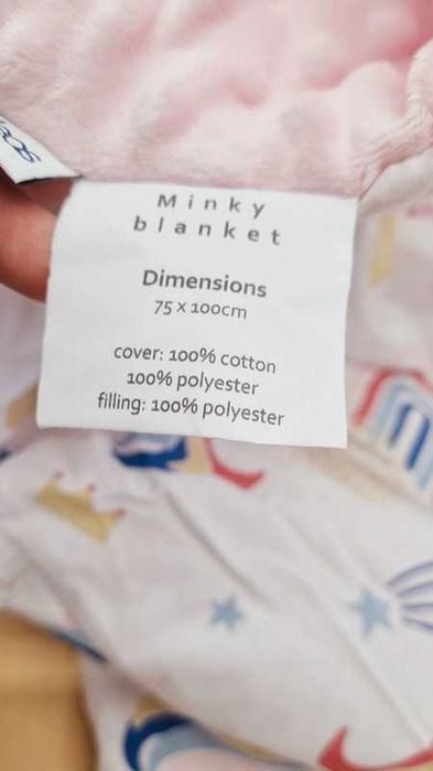 Kołderka kocyk minky 75x100 różowe jednorożce z certyfikatem Ökotex
