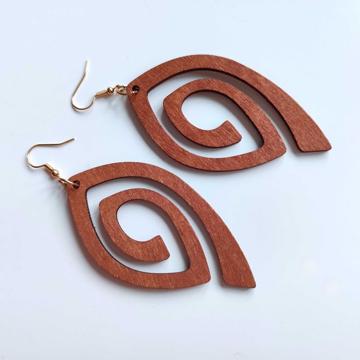 Nowe kolczyki drewniane boho vintage naturalne spiralne