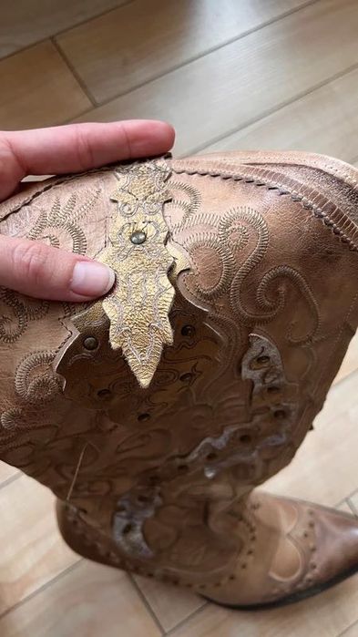 Skórzane kowbojki brązowe made in Italy 37 klasyczne