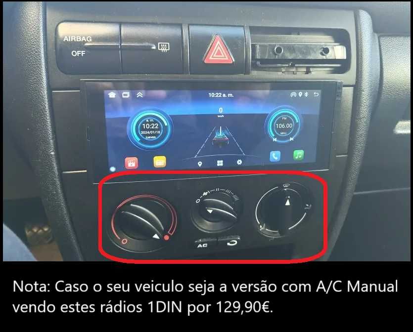 (NOVO) Rádio 2DIN • SEAT • Leon 1M • Toledo • Android GPS Cupra 4+64GB