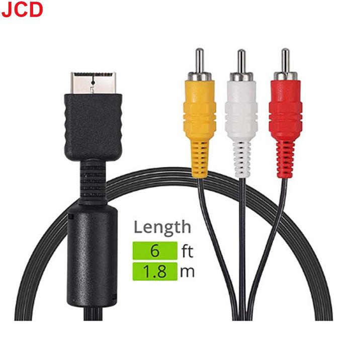 Cabo AV RCA 1.8M para PS1 PS2 PS3 – Cabo Áudio e Vídeo para TV/Monitor NOVO