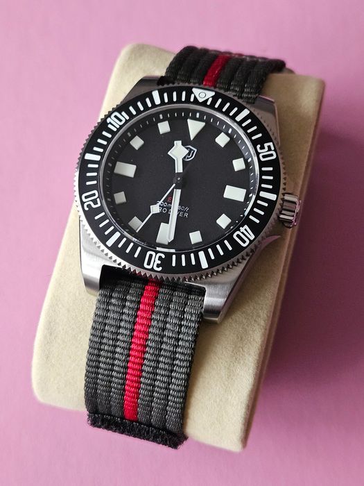 Watchdives EXD-40 40mm tytanowy VH31 diver nurek jak Tudor Pelagos FXD czarny 3 paski