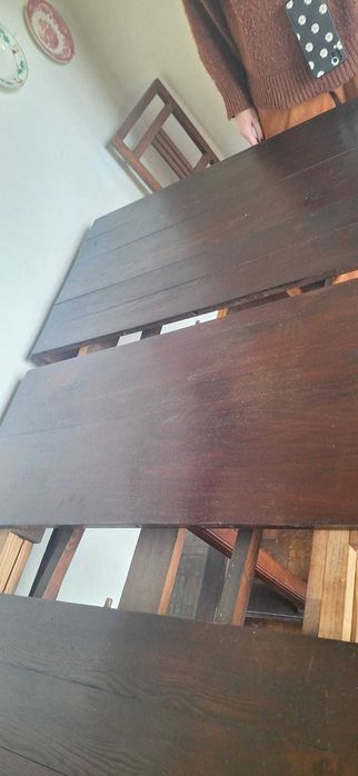 Mesa de madeira maciça 115x115/158.50x115