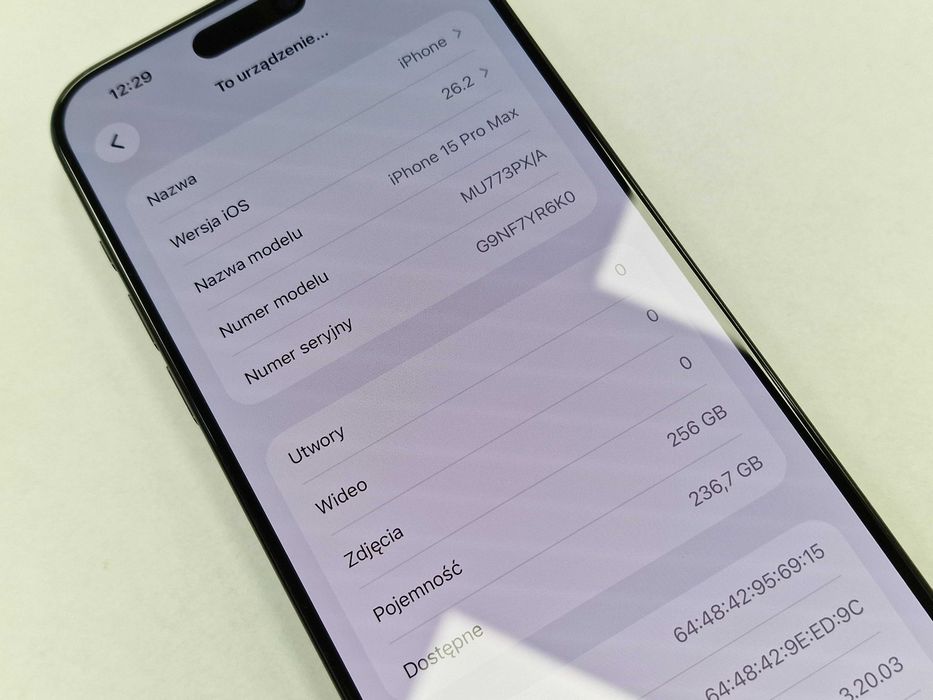 Iphone 15 PRO MAX 256GB/ Black Titanium/ 86%/ Grade A/ + ładowarka/ Gwarancja