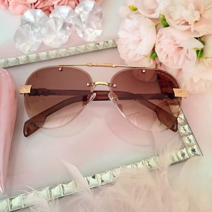 Okulary przeciwsłoneczne Chrome Hearts brązowe złote dodatki u ikat