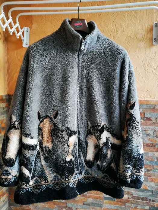 Зимова шерпа Mazmania Vintage 1990s fleece jacket wild Horses L розмір
