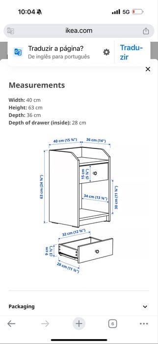 Mesa de cabeceira Ikea