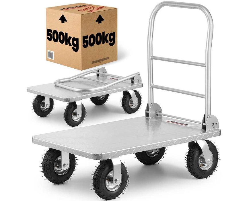 WÓZEK PLATFORMOWY magazynowy HG Monster 500kg - opony pneumatyczne