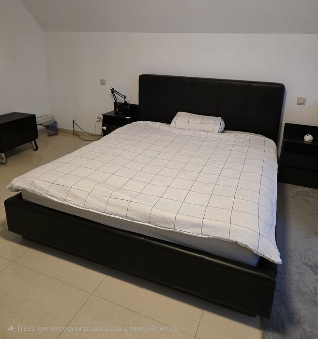 Łóżko 160x200 Czarna Eco skóra