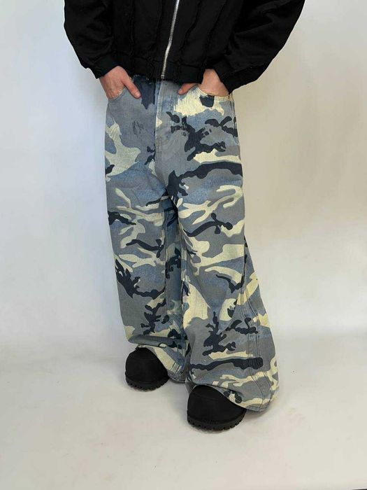 Штани джинсы камо camo голубые серые камуфляж baggy джинси штаны