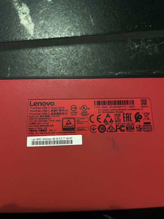 Док-станція Lenovo ThinkPad USB-C Dock Gen 2