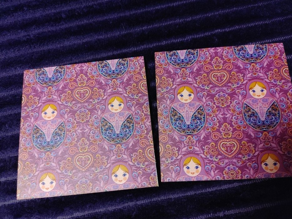2x podkładka pod kubek fioletowa matrioszki 10x10 cm