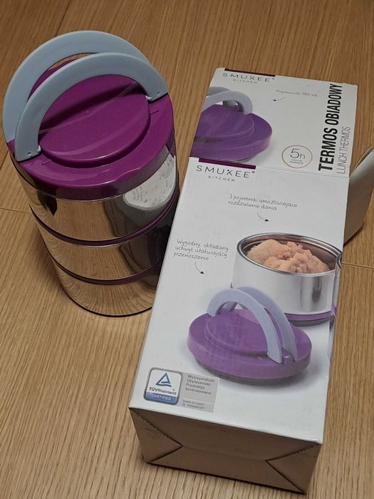 Termos obiadowy SMUKEE, 3 pojemniki, utrzymuje temp ~5h, 780ml