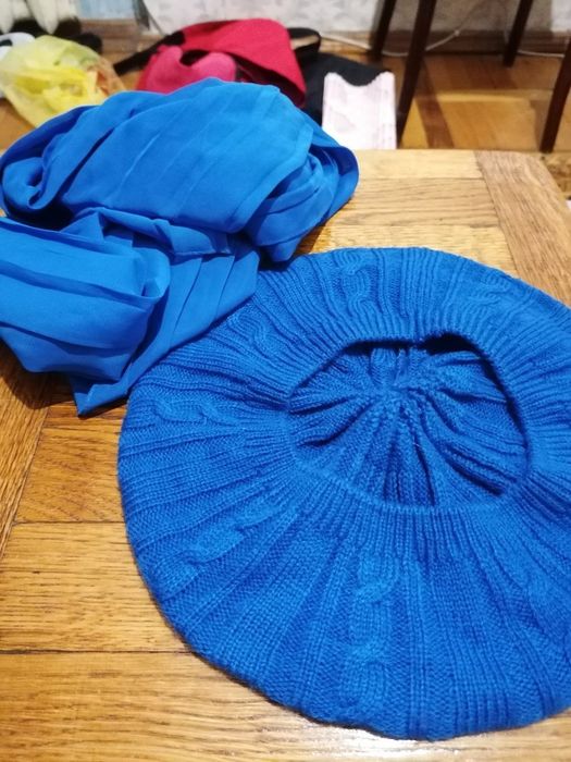 Набор берет и платок шифоновый шарф  шапка хомут кепка шерсть