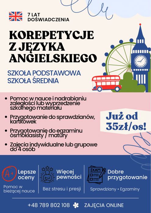KOREPETYCJE – Język angielski | Szkoła podstawowa i średnia | OSTATNIE WOLNE MIEJSCA!