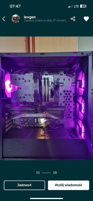 Komputer gamingowy  Rtx3070 Ryzen 7 SSD Win 10 Nvidia