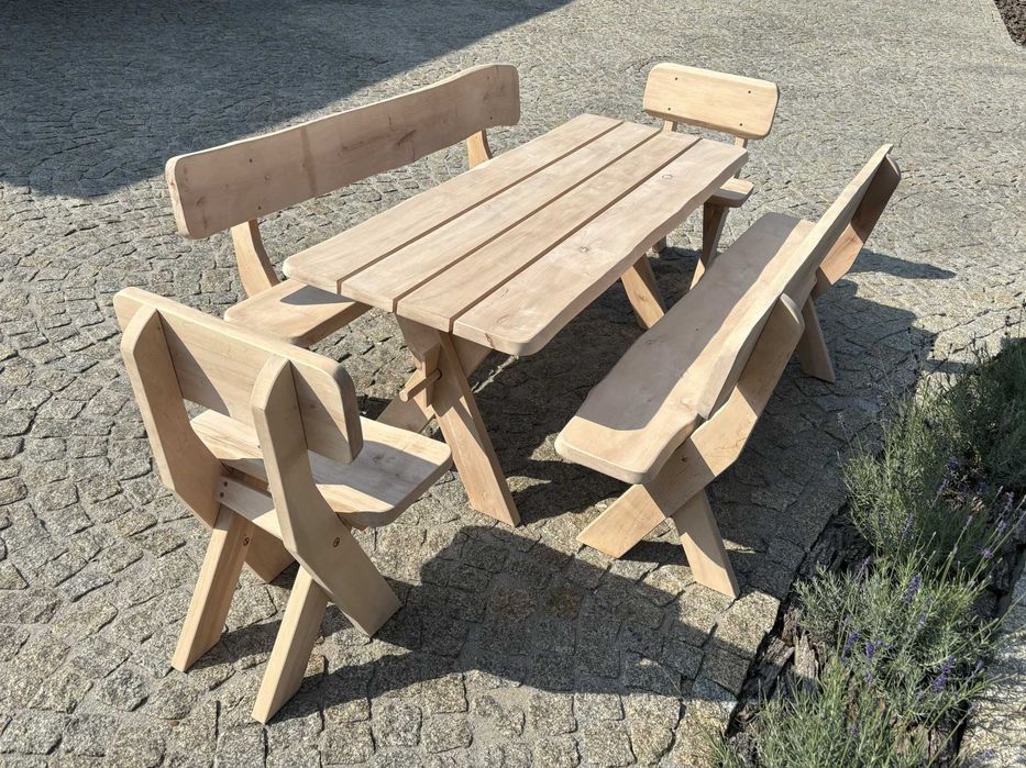 Meble ogrodowe drewniane solidne olchowe komplet OD REKI