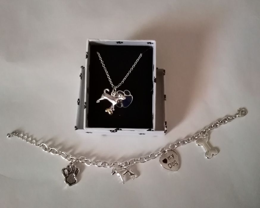 DIA DA MÃE - Conj Fio e Pulseira pendentes 'I love my dog' Avon