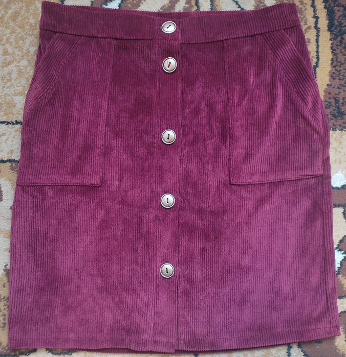 Бордова вельветова спідниця юбка на 42-44 розмір