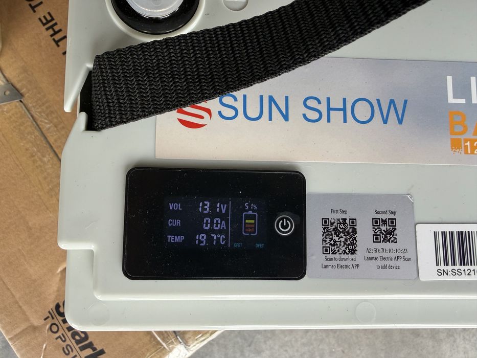 Акамулятор Lifepo4 12V100 Блютуз залізо-фосфатний Sandisolar 5 років гарантії!
