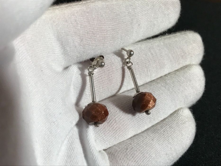 #34 Oryginalne, srebrne kolczyki z "piaskiem pustyni"