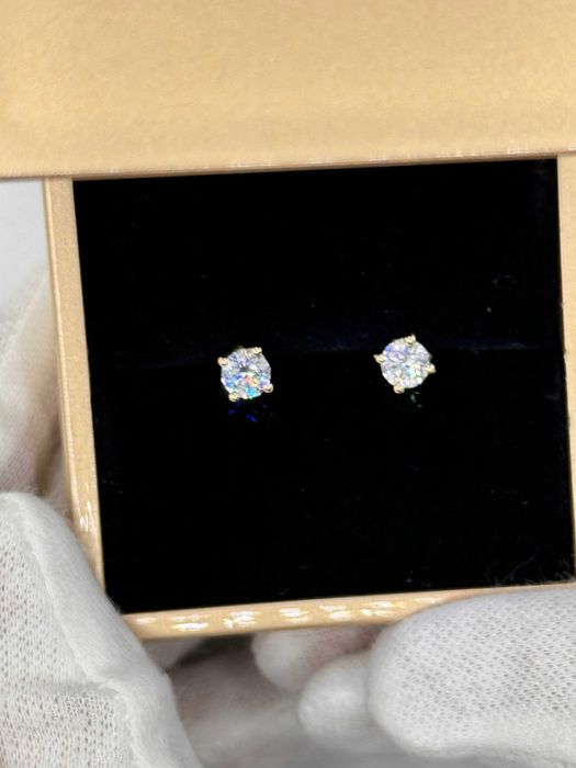 Kolczyki Z Diamentami 1.07 CT. | Żółte Złoto 14k.| Certyfikat IGI|Nowe
