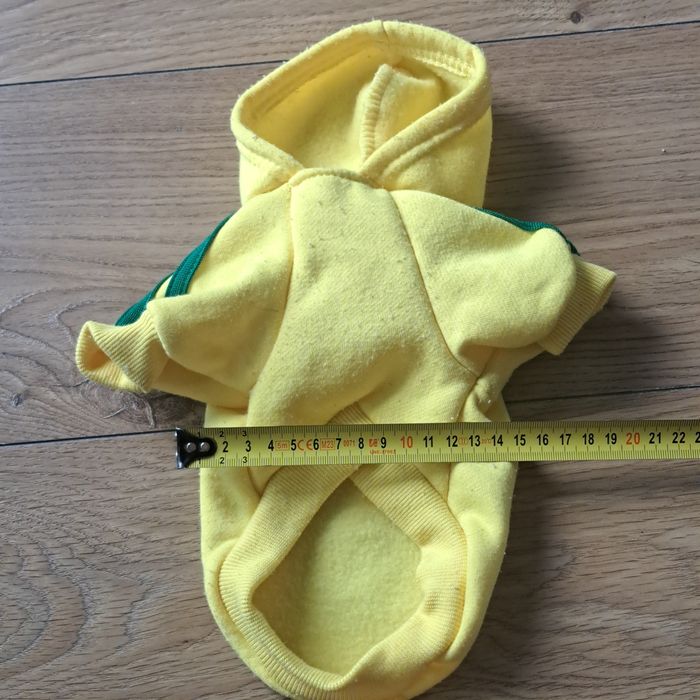 Żółta bluza z kapturem dla psa S, 100% bawełna, dogbaby, 32 cm