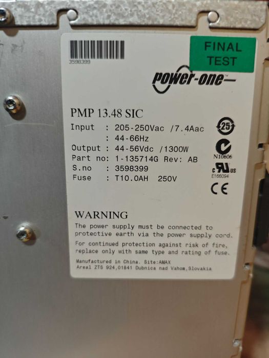 Блок питания, зарядное PowerOne (46-59В, 25А)