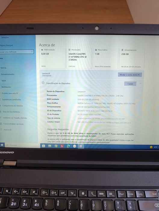 Lenovo Thinkpad t540p 15,6 polegadas