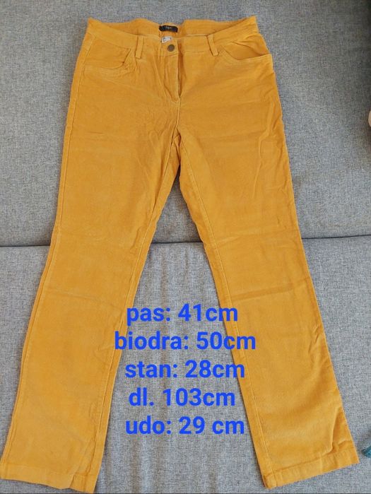 Spodnie musztardowe 42 xl lato sztruks bonprix