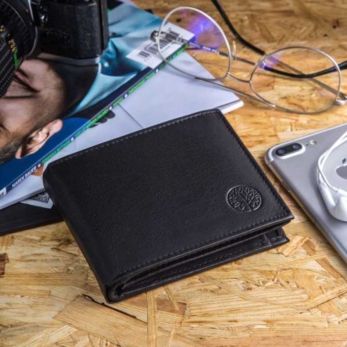Portfel meski BETLEWSKI Skora Naturalna Czarny RFID DowodRejestracyjny