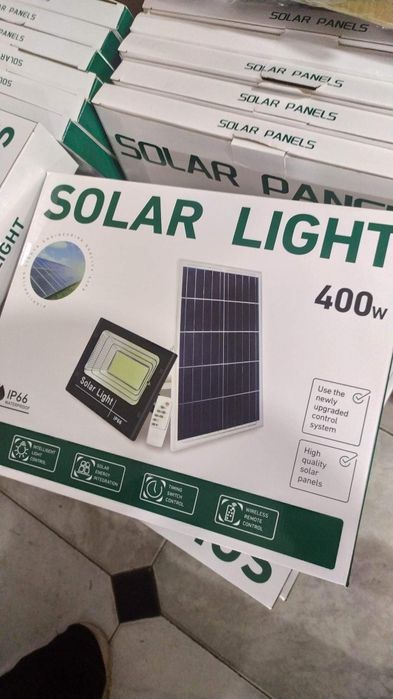 Focos projetor IP66 led 400w 6500k luz brancc painel solar com control