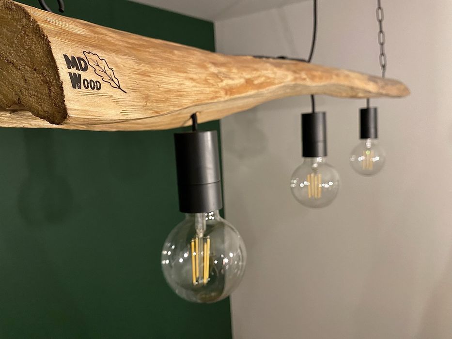 Lampa loftowa z drewna     | Belka / gałąź |     Industrial rustykalna