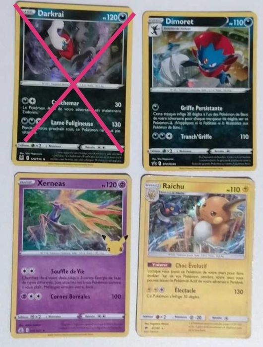 4 Cartas Holográficas Pokémon (Francês)