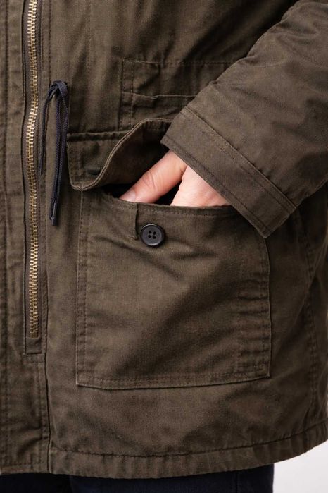 Casaco Parka ZARA Verde Caqui com Capuz e Pêlo – Inverno – M