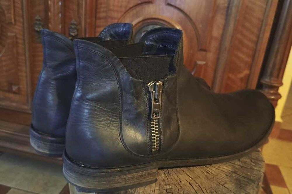 30 cm 45 46 Sztyblety Chelsea GINO ROSSI western zamek kowbojki czarne