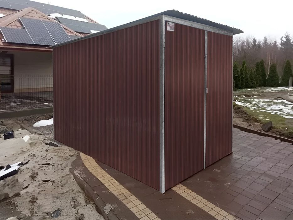 Garaż blaszany 2x3m ciemny brąz blaszak