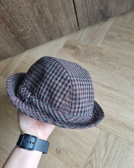 Kapelusz wełna 100% trilby kapelusz wełniany  w kratkę