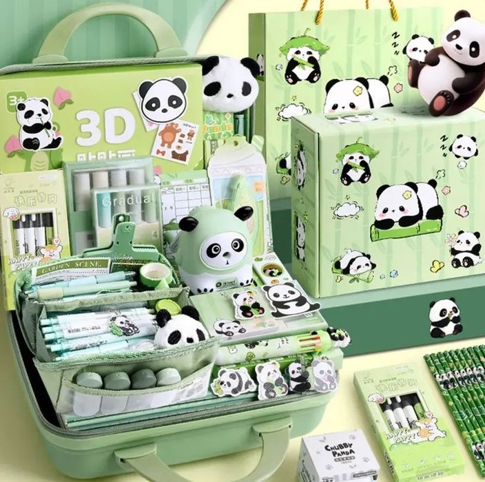 ‼️Великий набір канцелярії Панда 55в1 в кейсі з кодовим замком