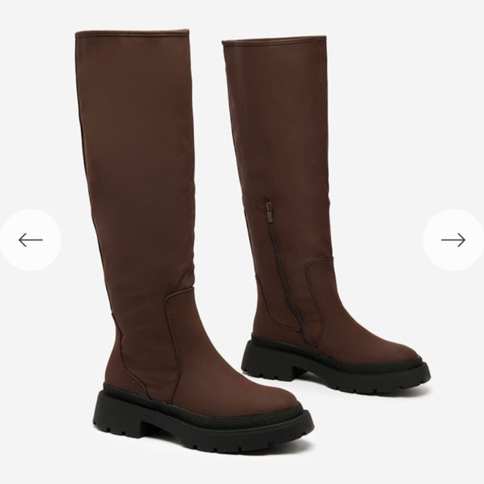 Сапоги до колен коричневые