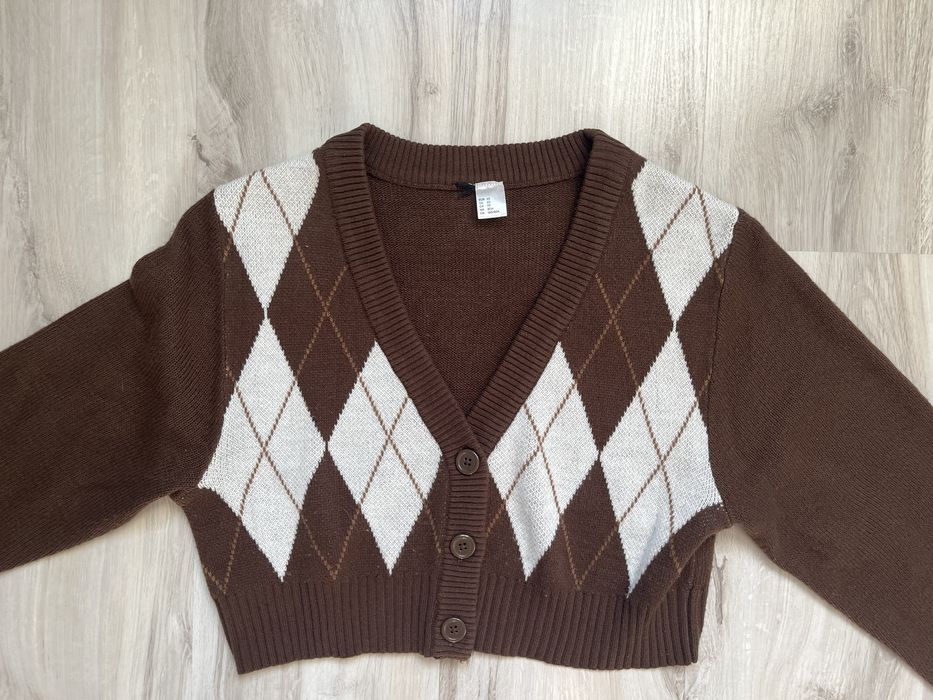 Brązowy sweter w rąby H&M rozm XS