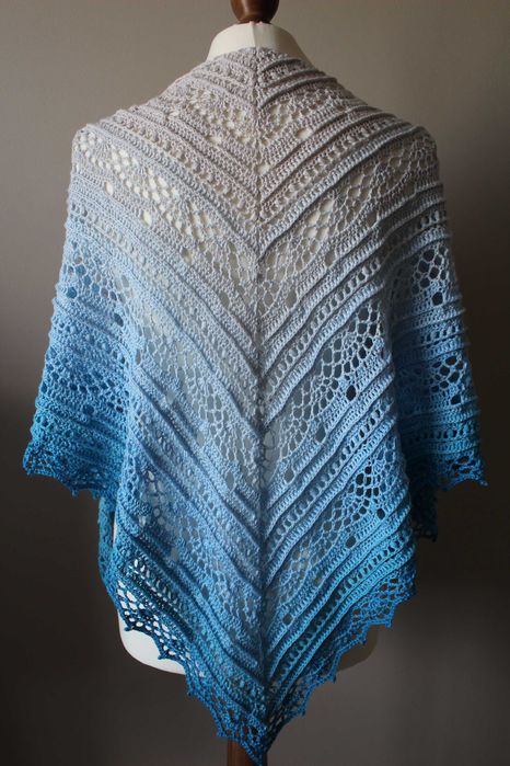 Chusta Ombre, ręcznie robiona na szydełku, szydełko, Handmade