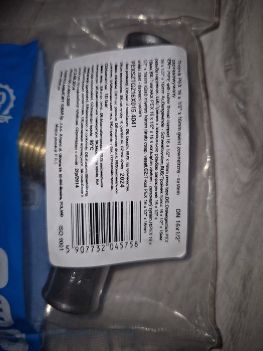 Trójnik PEX 16x1/2 GZ x16 zaprasowywany mosiężny IDMAR / A13