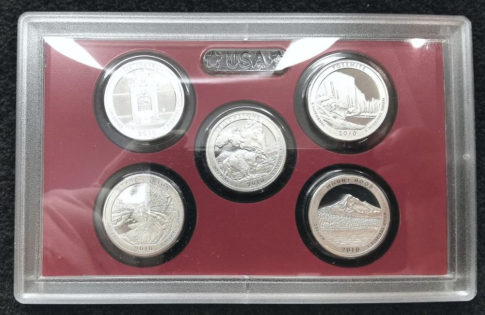 США Набір квотерів " Національні парки США" 2010 р. СРІБЛО. Комплект.