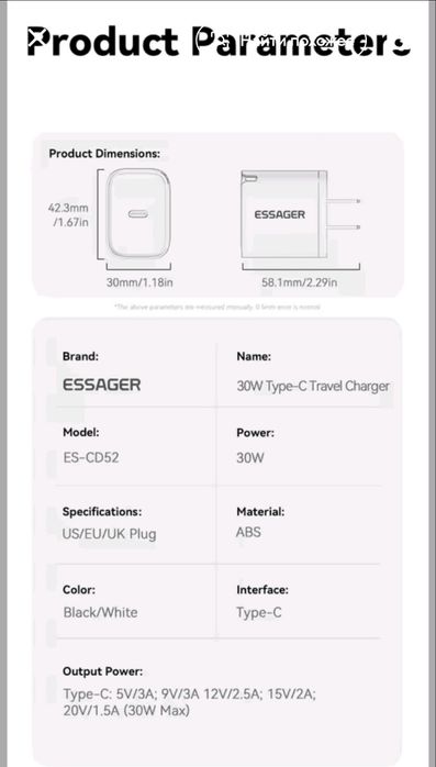 Essager 30 w Вт быстрая зарядка