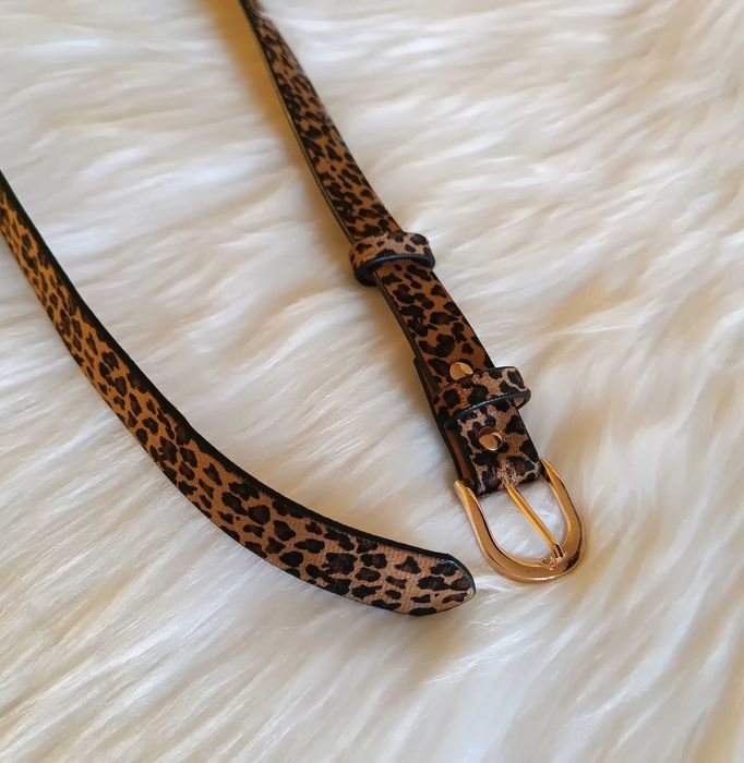 Skórzany Pasek wzór Panterka Damski